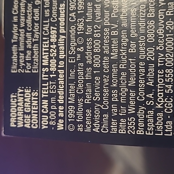 Elizabeth Taylor in Cleopatra Barbie Sealed New in box never opened 1999 Mattel! - Picture 7 of 11